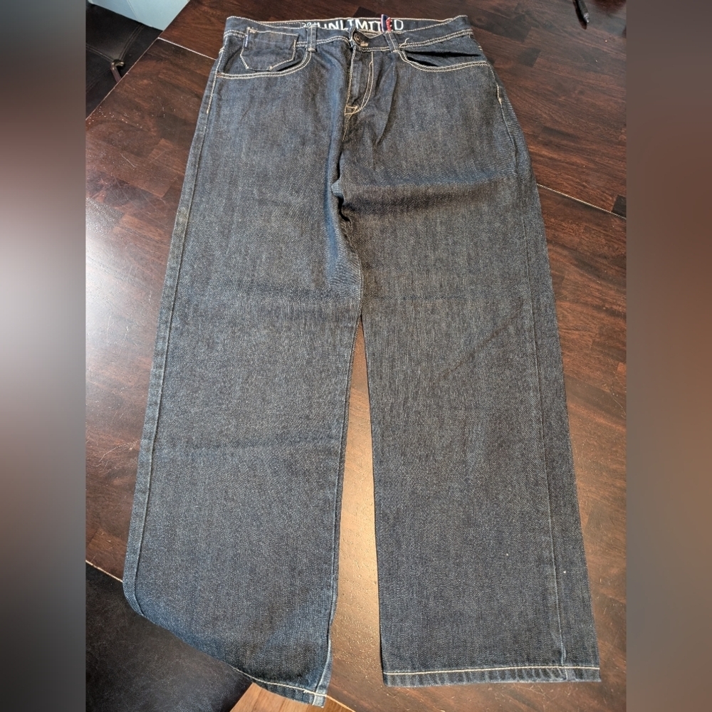 Ecko Unlimited Men's Y2K Loose Jeans in Dark Wash, 34x30